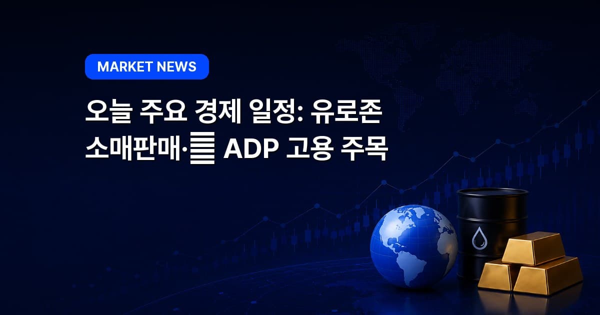 오늘 주요 경제 일정: 유로존 소매판매·美 ADP 고용 주목